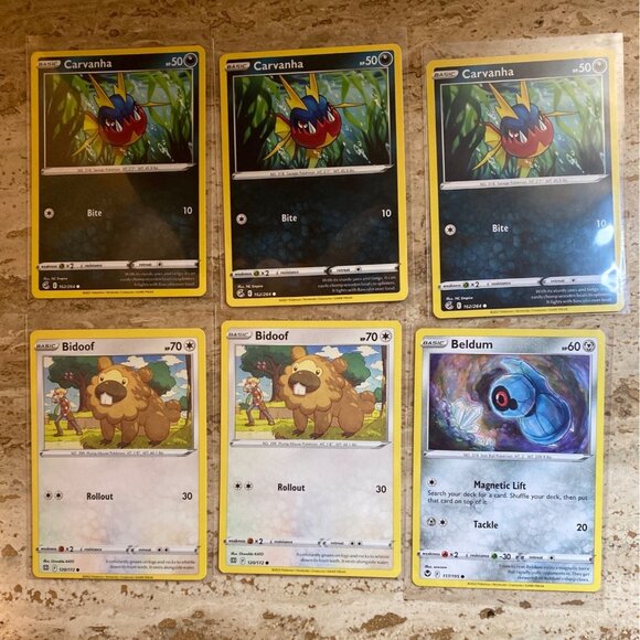 Basic Pokemon Card Lot Featuring Pikachu Carvanha Bidoof & More - Picture 2 of 3